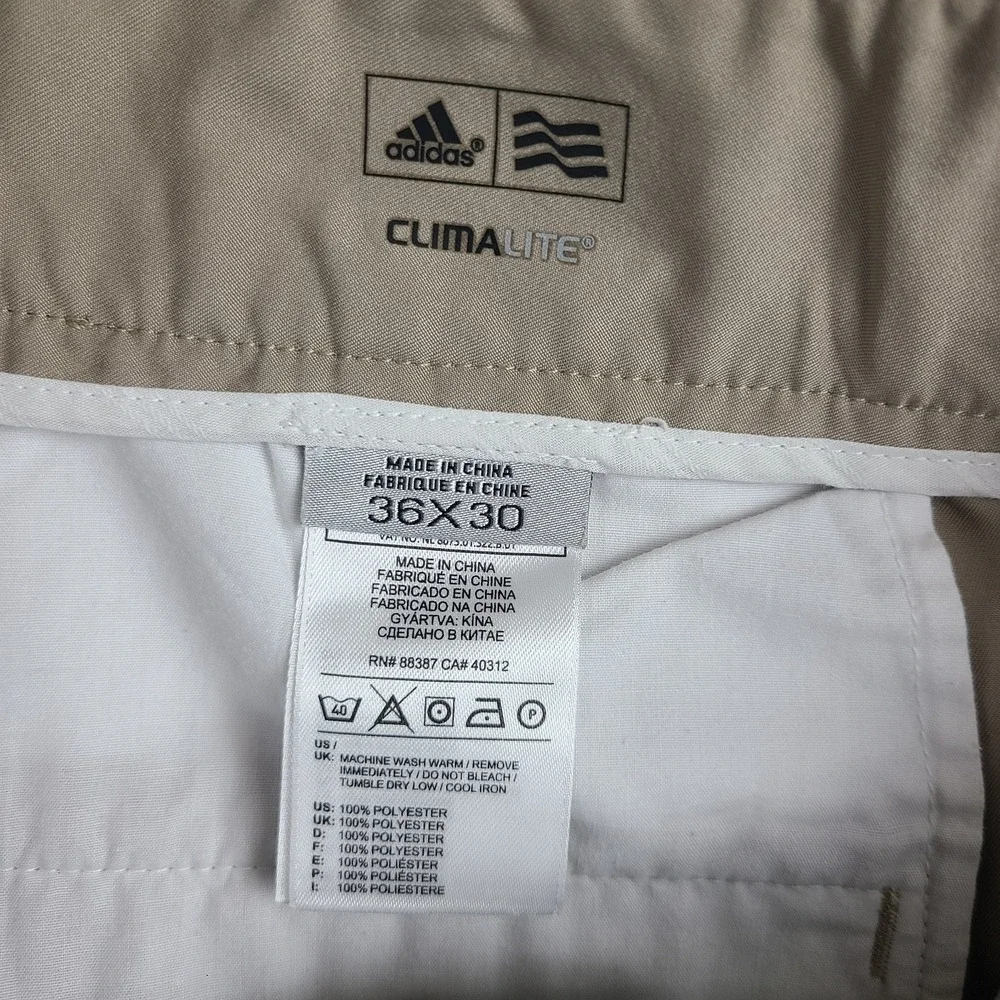 Adidas Pants Mens 36x30 Beige Stone Climalite Activewear Performance Tech Golf *